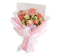 CYRENT Bouquet di rose artificiali fatte a mano all'uncinetto, per festa della mamma, laurea, anniversario, decorazione per la casa, idea regalo (rosa)