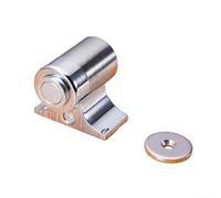 CYRENT Fermaporta magnetico in ottone, montaggio a pavimento, altezza regolabile, con montaggio adesivo o a vite, 5 x 5 cm, argento