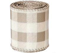 CYRENT Nastro a righe stile pastorale con bordo metallico, 4,6 m, in poliestere, rustico, per decorazioni domestiche, regali di nozze, imballaggio, fai da te, beige, 6,3 cm (B)