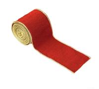 CYRENT Nastro con bordi dorati realizzato in morbido tessuto floccato per albero di Natale e decorazioni natalizie, perfetto per usi creativi stagionali artigianali (rosso)