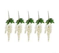 CYRENT Ramo di fiori di glicine artificiale, 60 cm, per matrimoni e per la casa, fiori di stoffa con boccioli densi che forniscono un aspetto completo per vari usi decorativi (bianco)