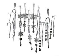 CYRENT Set di 20 ciondoli natalizi in acrilico, a forma di fiocchi di neve, ghiaccioli, bastoncini di zucchero, infrangibili, luccicanti, da appendere all'albero, da 4 cm a 17 cm, decorazione per le