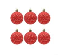 CYRENT Set di 6 ornamenti natalizi in vetro craquelé, palline decorative per albero di Natale, decorazioni da appendere, 8 cm, rosso/verde/blu (rosso)