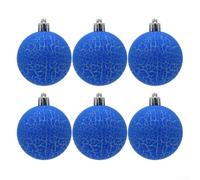 CYRENT Set di 6 ornamenti natalizi in vetro craquelé, palline decorative per albero di Natale, decorazioni da appendere, 8 cm, rosso/verde/blu (blu)