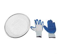 CYRENT Setaccio per terriccio da giardino, in ferro zincato, per rocce, ghiaie, diametro superiore 30 cm, adatto per secchi da 5 galloni, include guanti da 2 mm/6 mm/10 mm (2 mm)