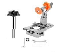 CYRENT Sourcingmap - Punta per trapano con cerniera a scomparsa, in acciaio inox, 35 mm, guida per un posizionamento accurato dei fori, morsetto regolabile, adatto per pannelli da 10-30 mm, adatto per