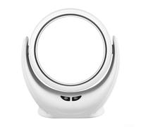 CYRENT Specchio da trucco con ventilatore e luce, tre in uno, girevole, ricaricabile tramite USB, cinque lame per un'uscita bilanciata del vento, materiale in vetro ABS, 21 cm, per scrivania e viaggio