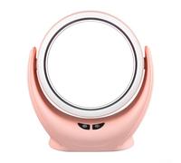 CYRENT Specchio per trucco con ventilatore e luce, tre in uno, girevole, ricaricabile tramite USB, cinque lame per un'uscita bilanciata del vento, materiale in vetro ABS, 21 cm, per scrivania e