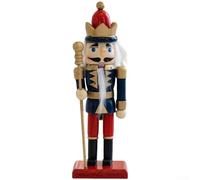 CYRENT Statuetta a forma di re schiaccianoci, altezza 16 cm, in legno, classica europea, ornamento da tavolo decorativo per scrivania, vacanze, ufficio, casa, in legno naturale (modello F)