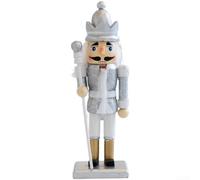 CYRENT Statuetta a forma di re schiaccianoci, altezza 16 cm, in legno, classica europea, ornamento da tavolo decorativo per scrivania, vacanze, ufficio, casa, in legno naturale (stile C)