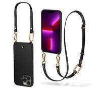 CYRILL Custodia con Collana Compatibile con iPhone 13 Pro Max, Trasparente con Cordino Cover con Laccio Tracolla TPU Bumper con Protettiva Custodia per iPhone 13 Pro Max 6.7" (2021) -Nero