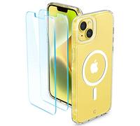 CYRILL di Spigen Shine Mag [2 in 1] 2 Pezzi Vetro Temperato + 1 Cover Compatibile con iPhone 14 Plus 6.7" (2022) Custodia Trasparente Brillare TPU Bumper [Ricarica Magnetica] - Clear Glitter