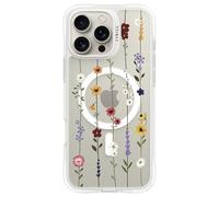 CYRILL Spigen UltraSheer Mag P2M Progettazione stampato Custodia Compatible con iPhone 16 Pro Max TPU, PC | (Clear) - Flower Garden