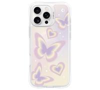 CYRILL Spigen UltraSheer Mag P2M Progettazione stampato Custodia Compatible con iPhone 16 Pro Max TPU, PC | (Clear) - Purple Butterflies