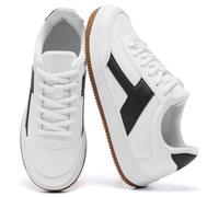 CYRUWOSH Sneaker da donna in pelle, scarpe combinate da donna, scarpe basse per il tempo libero