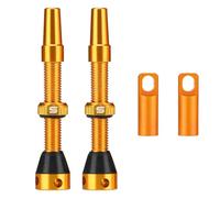 CYSKY 2 Pezzi Valvole Presta Tubeless MTB 40mm 44mm con Strumento di Rimozione del Nucleo della Valvola e Tappi dello Stelo della Valvola (Oro, 40mm)