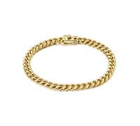 Cysnuc Braccialetto a catena Miami Cuban da 6 mm 8 mm placcato oro 14 K in acciaio inossidabile 316L spesso ipoallergenico gioielli hip hop per uomo donna regalo di Natale compleanno, 7.5 Inches