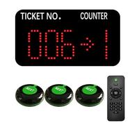 CYSSJF Eliminacode Digitale(Chiamata in Italiano) | Display Eliminacode Elettronico(N. cliente → N. sportello) + 3 Pulsanti di Chiamata (per Banco/Sportello)+ Telecomando | Kit Elimina code