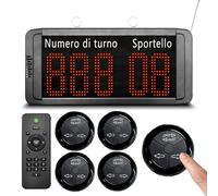 CYSSJF Eliminacode Digitale(Chiamata in Italiano) | Display Eliminacode Elettronico(N. cliente → N. sportello) + 5 Pulsanti di Chiamata (per Banco/Sportello) | Kit Elimina code