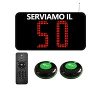 CYSSJF Eliminacode Display 2 Cifre (Chiamata in Italiano) | Gestione Code: 00-99 | Completo di: Display+Telecomando+2 Pulsanti | Per Gastronomie, Banco, Sportello, Ambulatoro
