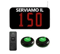 CYSSJF Eliminacode Display 3 Cifre (Chiamata in Italiano) | Gestione Code: 000-999/000-099/A00-E99 | Completo di: Display+Telecomando+2 Pulsanti | Per Gastronomie, Banco, Sportello, Ambulatoro