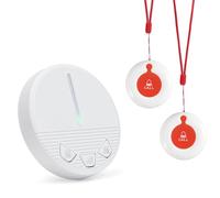 CYSSJF Sistema di Chiamata Badante in Casa per Anziani e Disabili - Campanello da Letto e da Bagno con 2 Pulsanti di Emergenza Impermeabili da Collo + 120dB Allarme (Senza Wi-Fi)