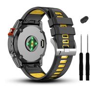 CYSUE 22 mm per Garmin Fenix 7/7 Pro/6/6 Pro/5/5 Plus, cinturini in silicone morbido Quickfit per Forerunner 965 955 / approccio S70 47 mm / Instinct 2/Quatix 7 Smartwatch, Black/Gray, agate