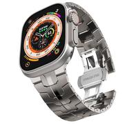 CYSUE Cinturino in acciaio inossidabile per Apple Watch Ultra 2 Band 49mm 45mm 44mm 42mm, cinturino in metallo con chiusura pieghevole per Apple Watch Series 9 8 7 6 5 4 3 2 1 Ultra/Ultra 2 Men(Titani
