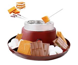 CYTBEK 2-in-1 Electric S'Mores Maker & Fondue Set con 5 Accessori-Piastra Antiaderente da 30 cm, Temperatura Regolabile per Bambini e Adulti