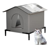 CYTBEK Casa Gatto Esterno Pieghevole-Canna in Tessuto in PVC e Oxford impermettibile con Tetto inclinati, schede in PVC a Sei Lati, Riparo Elevato Portatile per Gatti randagi L