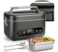 CYTBEK Electric Lunch Box, calda alimentare portatile con batteria ricaricabile, riscaldatore per pasti in acciaio inossidabile 304 per ufficio e viaggio