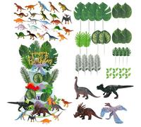 CYUaoao Set di 56 decorazioni per torte a forma di dinosauro, decorazione per torta di compleanno, giungla, decorazione per il compleanno dei bambini, per i dinosauri