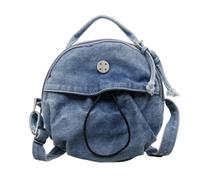 CYUCHENC Borsa di Jeans Rotonda retrò Versatile E alla Moda A Tracolla Monospalla Fascia Alta dal Design Nicchia con Coulisse Casual-Blu
