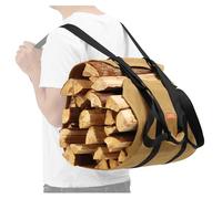 CYUREAY - Zaino per legna da ardere, impermeabile per legna da ardere, robusta borsa per il trasporto con cinghie regolabili, in tela cerata, per campeggio in interni ed esterni, cachi