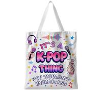 CYUXING Borsa tote in tela stile coreano con fantasia rosa e viola, borsa tote capiente e dal design elegante per ragazze adolescenti, regalo alla moda squisito per ragazze
