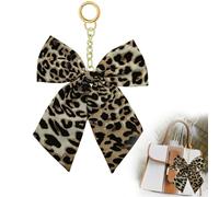 CYUXING Ciondolo per borsa con fiocco e stampa leopardata, accessorio alla moda con bottone automatico in metallo | Portachiavi decorativo per borse tote, zaini e chiavi dell'auto per donne e ragazze