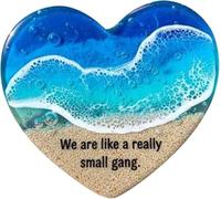 CYWBUEAFY Cuore Tascabile a Forma di Oceano, Ornamento in Vetro Fuso Naturale a Forma di Cuore, Mini Grazioso Regalo da Spiaggia in Resina Fatto a Mano per Amici e Amanti dell'Oceano