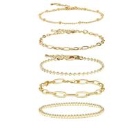 CYWQZZ Set di bracciali a catena in oro 14 K, per donne e ragazze, con graffette dorate, per braccialetti in metallo, alla moda, Acciaio inossidabile Metallo