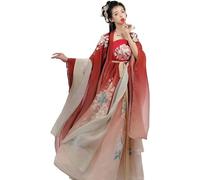 CYXZX Tradizionale Cinese spettacolo sul palco antico per donna, abito Hanfu, gonna girevole orientale, costumi tradizionali cinesi, rosso, XL