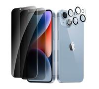 CYYAGE 2 Pezzi Vetro Temperato Pellicola Protettiva Privacy per iPhone 14 Plus e 2 Pezzi Vetrino Protezione Fotocamera, Anti Spy Protettivo Film Durezza 9H, Anti Graffio, Senza Bolle