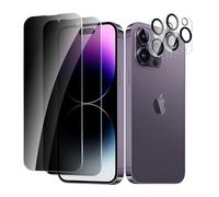 CYYAGE 2 Pezzi Vetro Temperato Pellicola Protettiva Privacy per iPhone 14 Pro e 2 Pezzi Vetrino Protezione Fotocamera, Anti Spy Protettivo Film Durezza 9H, Anti Graffio, Senza Bolle