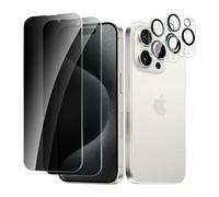 CYYAGE 2 Pezzi Vetro Temperato Pellicola Protettiva Privacy per iPhone 15 Pro Max e 2 Pezzi Vetrino Protezione Fotocamera, Anti Spy Protettivo Film Durezza 9H, Anti Graffio, Senza Bolle