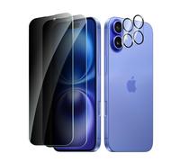 CYYAGE 2 Pezzi Vetro Temperato Pellicola Protettiva Privacy per iPhone 16 e 2 Pezzi Vetrino Protezione Fotocamera, Anti Spy Protettivo Film Durezza 9H, Anti Graffio, Senza Bolle