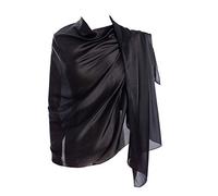 CYZLANN Sciarpe da donna 100% seta lunghe sciarpe leggere per le donne, grigio scuro, taglia unica, Nero, 71L*35W inch