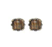 Cz Cavo Cuscino Orecchini Argento 18kt Oro Giallo Lavanda Nero Tigre Occhio New