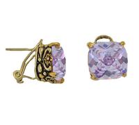 Cz Cavo Cuscino Orecchini Argento 18kt Oro Giallo Lavanda Viola Nero Tigre Eye