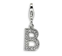 Cz Lettera Iniziale B Charme .925 Argento Sterling Solido Click On Amore La Vita