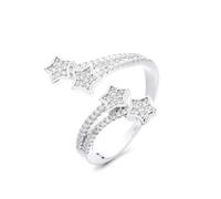 Cz Stelle Anelli Carino Chic Dichiarazione Per Le Donne Argento Sterling Placcato A Strati Zircone Cubico Regolabile Aperto Impilabile Articolatore Estensibile Anello Del Maggiore Gioielli Di Moda
