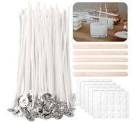 CZ Store®- Stoppino per candele 15 CM-✮✮Garanzia A Vita✮✮ | SET DI 100 PARTI |PORTA STOPPINO IN LEGNO E ADESIVI PER STOPPINI| in cotone naturale al 100% candele profumate organic per pilastri/lanterne