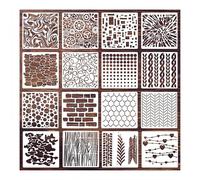 CZAKOMIX 16 Pezzi Stencil Geometrici Modelli Di Pittura, Stencil Riutilizzabili, 15x15cm,Modello Di Stencils Per Pittura In Plastica, Per Diy Scrapbooking, Disegno, Decorazione Da Parete(Milky Bianco)